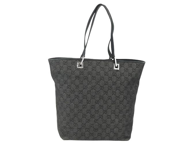 GUCCI GG Canvas Tote Bag Schwarz Silber 31243 Auth 151463 - Ansicht 2