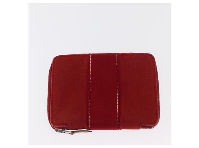 Hermès Portafoglio HERMES in tela e pelle 3 pezzi marrone arancione grigio Auth bs31477 - vista 11