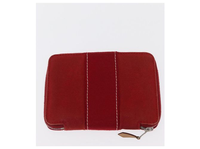 Hermès Portafoglio HERMES in tela e pelle 3 pezzi marrone arancione grigio Auth bs31477 - vista 12