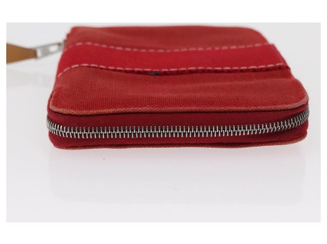 Hermès Portafoglio HERMES in tela e pelle 3 pezzi marrone arancione grigio Auth bs31477 - vista 13