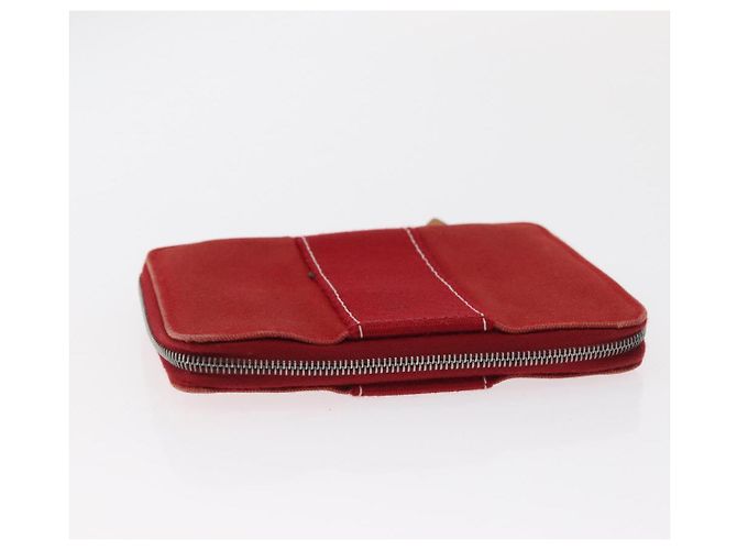 Hermès Portafoglio HERMES in tela e pelle 3 pezzi marrone arancione grigio Auth bs31477 - vista 14