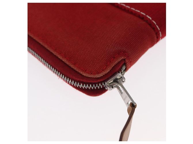 Hermès Portafoglio HERMES in tela e pelle 3 pezzi marrone arancione grigio Auth bs31477 - vista 16