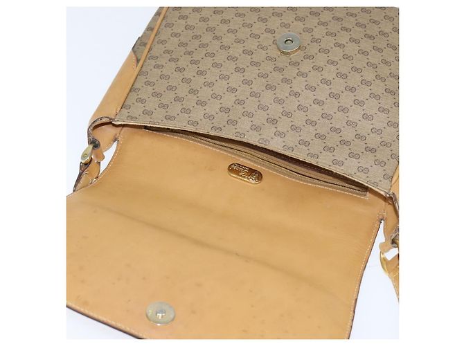 Gucci Borsa a Spalla Micro GG Supreme PVC Beige Oro Auth 150726 D'oro - vista 10
