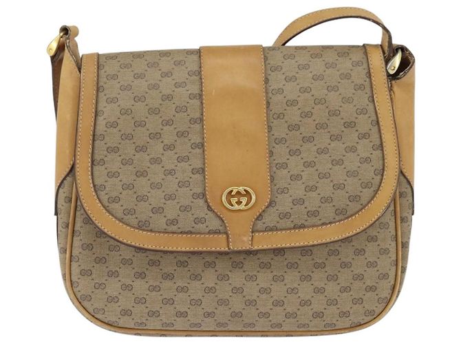 Gucci Borsa a Spalla Micro GG Supreme PVC Beige Oro Auth 150726 D'oro - vista 13
