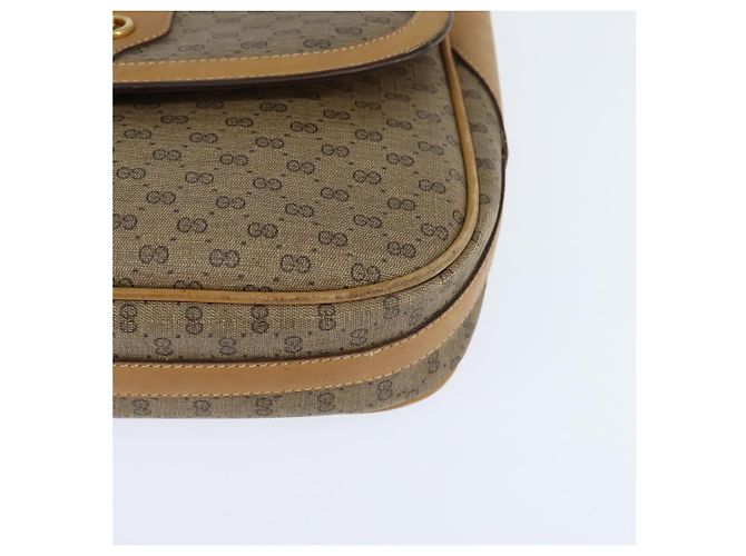 Gucci Borsa a Spalla Micro GG Supreme PVC Beige Oro Auth 150726 D'oro - vista 14