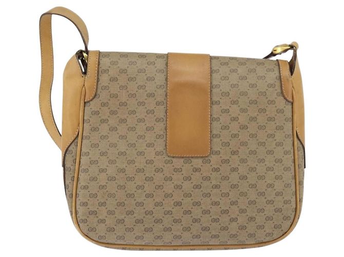 Gucci Borsa a Spalla Micro GG Supreme PVC Beige Oro Auth 150726 D'oro - vista 2