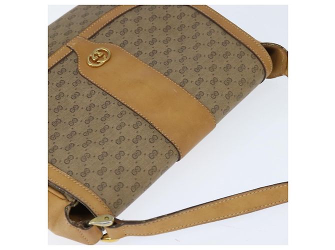 Gucci Borsa a Spalla Micro GG Supreme PVC Beige Oro Auth 150726 D'oro - vista 6