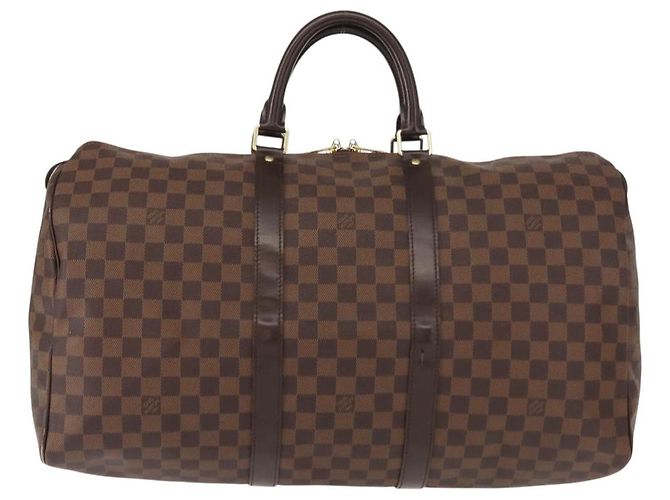 LOUIS VUITTON Borsa Boston Keepall 50 Damier Ebene N41427 Auth LV 148143 - vista 13