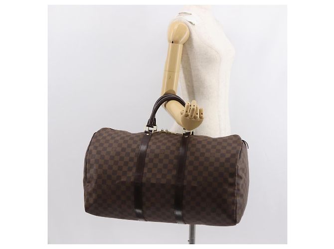 LOUIS VUITTON Borsa Boston Keepall 50 Damier Ebene N41427 Auth LV 148143 - vista 23