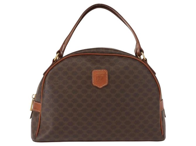 Céline Borsa a mano in tela Macadam CELINE in pelle PVC marrone oro Auth ki6132 D'oro - vista 13