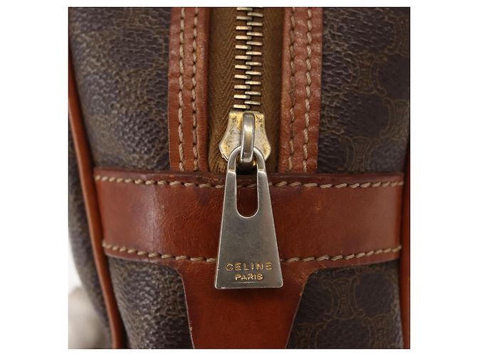 Céline Borsa a mano in tela Macadam CELINE in pelle PVC marrone oro Auth ki6132 D'oro - vista 17