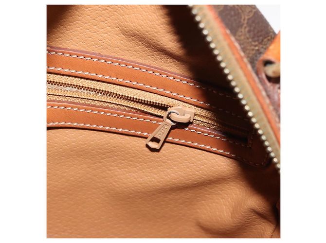 Céline Borsa a mano in tela Macadam CELINE in pelle PVC marrone oro Auth ki6132 D'oro - vista 21
