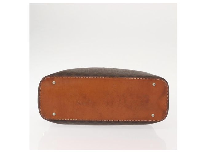 Céline Borsa a mano in tela Macadam CELINE in pelle PVC marrone oro Auth ki6132 D'oro - vista 5
