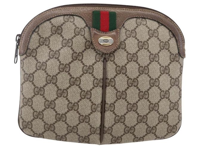 Borsa Sherry Line GG Supreme Web di GUCCI in PVC beige e oro 904 02 047 Auth BA7462 D'oro - vista 13