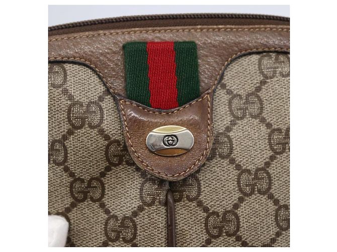 Borsa Sherry Line GG Supreme Web di GUCCI in PVC beige e oro 904 02 047 Auth BA7462 D'oro - vista 18