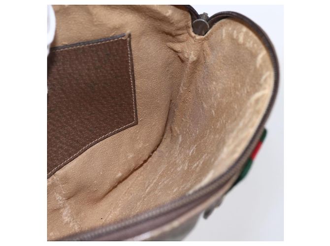 Borsa Sherry Line GG Supreme Web di GUCCI in PVC beige e oro 904 02 047 Auth BA7462 D'oro - vista 19