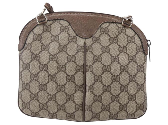 Borsa Sherry Line GG Supreme Web di GUCCI in PVC beige e oro 904 02 047 Auth BA7462 D'oro - vista 2