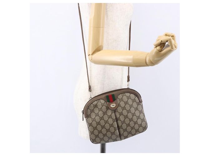 Borsa Sherry Line GG Supreme Web di GUCCI in PVC beige e oro 904 02 047 Auth BA7462 D'oro - vista 21