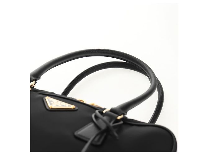 PRADA Borsa a Mano Nylon 2 vie Nero Oro 1BB115 Auth am9579SM D'oro - vista 14