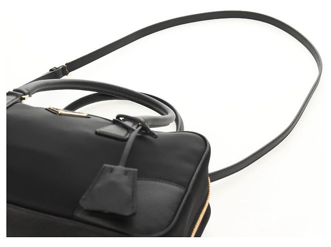 PRADA Borsa a Mano Nylon 2 vie Nero Oro 1BB115 Auth am9579SM D'oro - vista 16