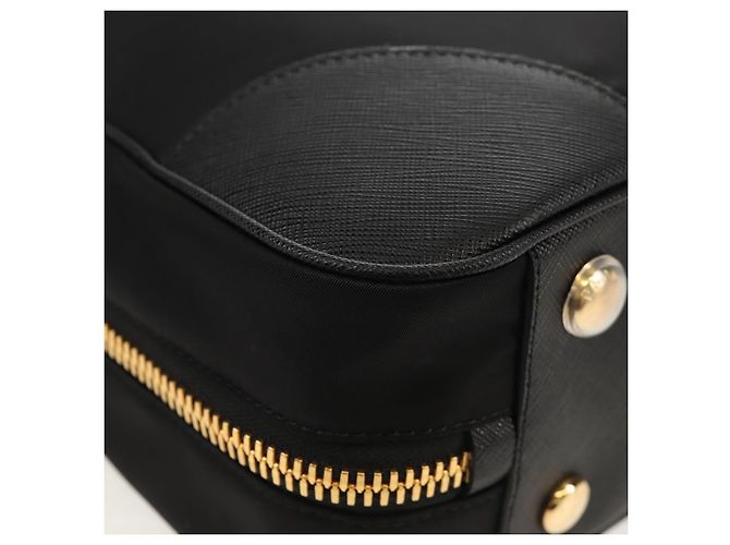 PRADA Borsa a Mano Nylon 2 vie Nero Oro 1BB115 Auth am9579SM D'oro - vista 17