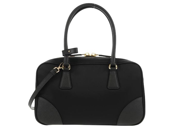 PRADA Borsa a Mano Nylon 2 vie Nero Oro 1BB115 Auth am9579SM D'oro - vista 2