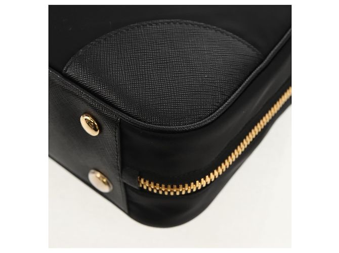 PRADA Borsa a Mano Nylon 2 vie Nero Oro 1BB115 Auth am9579SM D'oro - vista 20