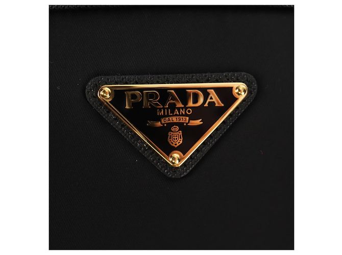 PRADA Borsa a Mano Nylon 2 vie Nero Oro 1BB115 Auth am9579SM D'oro - vista 21
