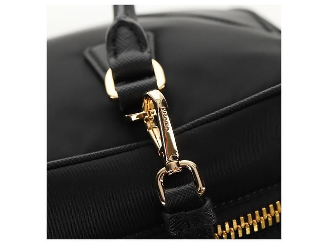 PRADA Borsa a Mano Nylon 2 vie Nero Oro 1BB115 Auth am9579SM D'oro - vista 23