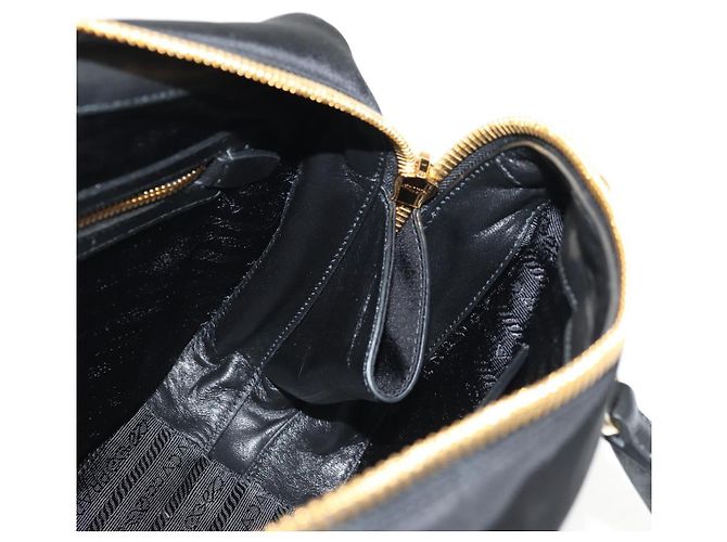 PRADA Borsa a Mano Nylon 2 vie Nero Oro 1BB115 Auth am9579SM D'oro - vista 25