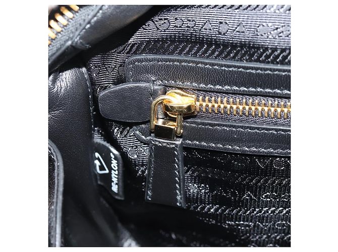 PRADA Borsa a Mano Nylon 2 vie Nero Oro 1BB115 Auth am9579SM D'oro - vista 27