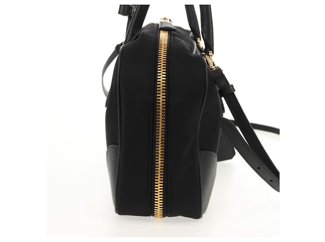 PRADA Borsa a Mano Nylon 2 vie Nero Oro 1BB115 Auth am9579SM D'oro - vista 4