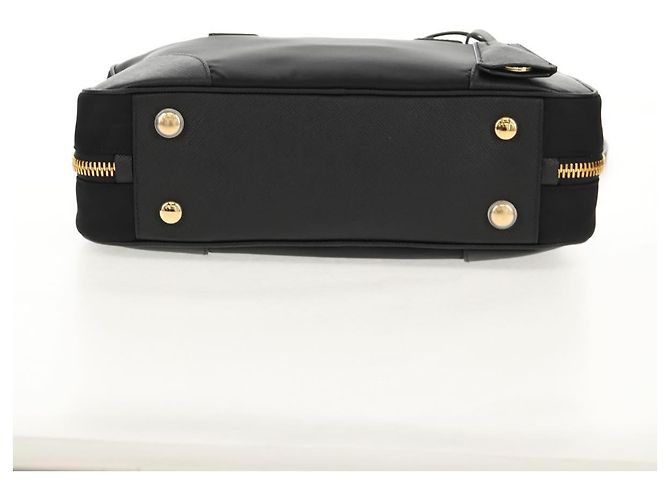 PRADA Borsa a Mano Nylon 2 vie Nero Oro 1BB115 Auth am9579SM D'oro - vista 5