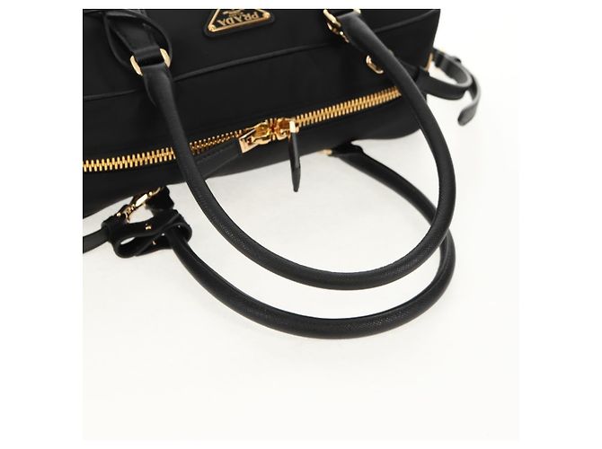 PRADA Borsa a Mano Nylon 2 vie Nero Oro 1BB115 Auth am9579SM D'oro - vista 7