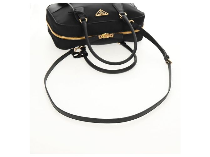 PRADA Borsa a Mano Nylon 2 vie Nero Oro 1BB115 Auth am9579SM D'oro - vista 8