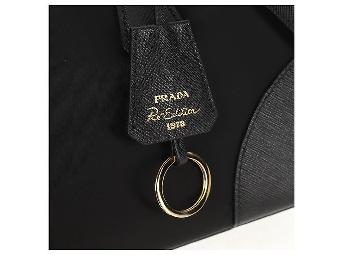 PRADA Borsa a Mano Nylon 2 vie Nero Oro 1BB115 Auth am9579SM D'oro - vista 9