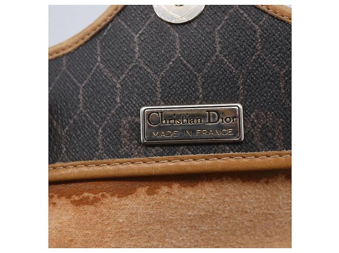 Borsa a spalla in tela a nido d'ape PVC nera e oro Auth BA7506 Christian Dior Nero D'oro - vista 10
