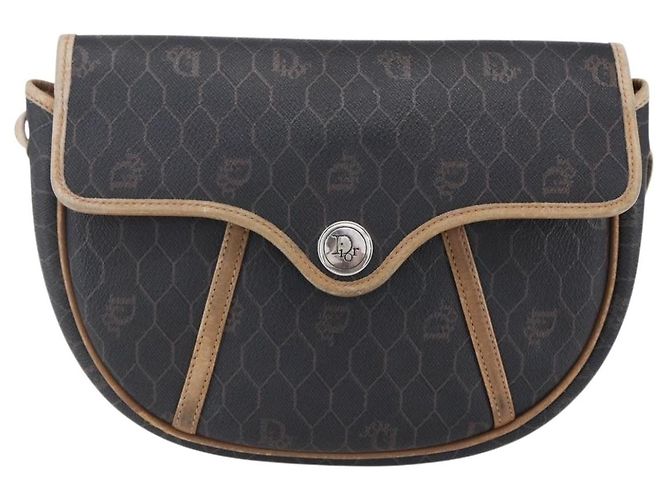 Borsa a spalla in tela a nido d'ape PVC nera e oro Auth BA7506 Christian Dior Nero D'oro - vista 13