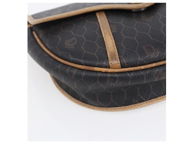 Borsa a spalla in tela a nido d'ape PVC nera e oro Auth BA7506 Christian Dior Nero D'oro - vista 14