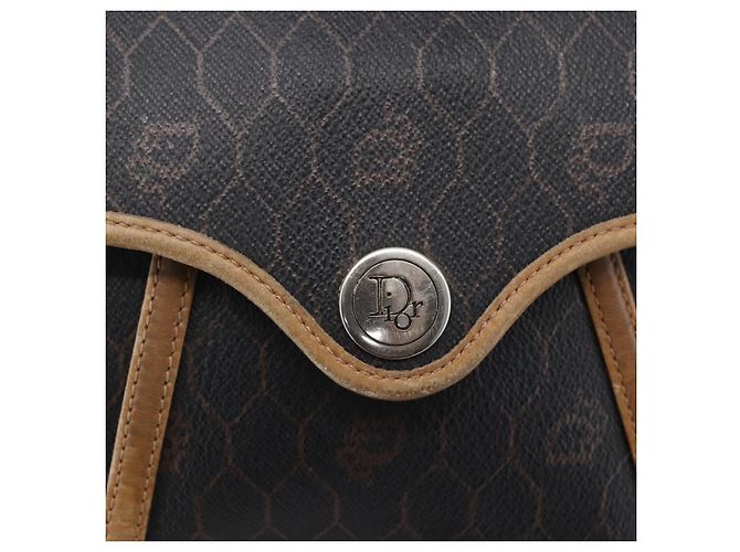 Borsa a spalla in tela a nido d'ape PVC nera e oro Auth BA7506 Christian Dior Nero D'oro - vista 17