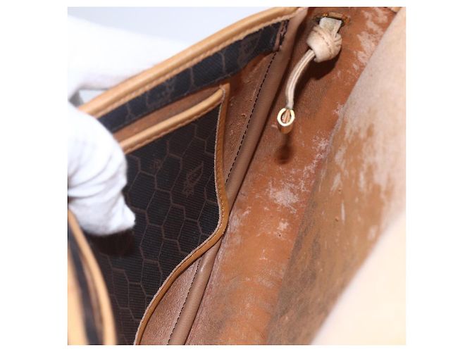 Borsa a spalla in tela a nido d'ape PVC nera e oro Auth BA7506 Christian Dior Nero D'oro - vista 19