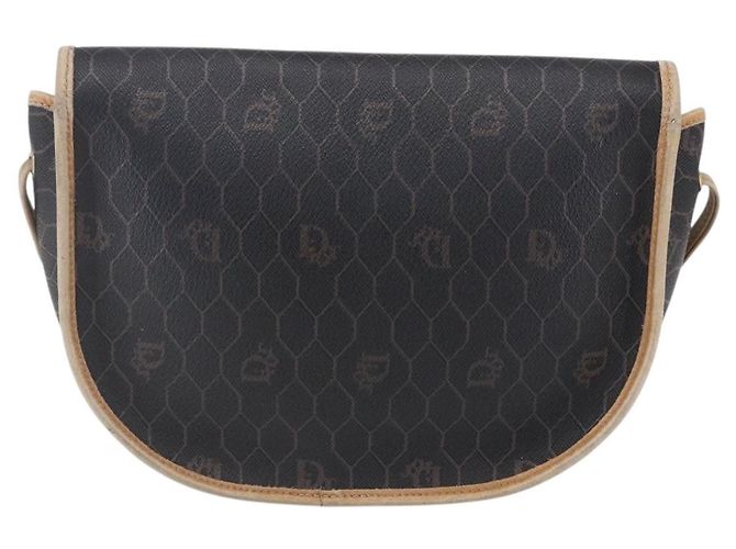 Borsa a spalla in tela a nido d'ape PVC nera e oro Auth BA7506 Christian Dior Nero D'oro - vista 2
