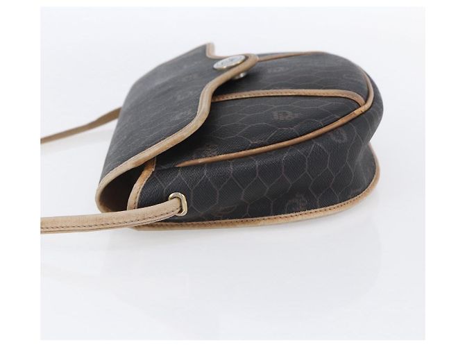Borsa a spalla in tela a nido d'ape PVC nera e oro Auth BA7506 Christian Dior Nero D'oro - vista 3