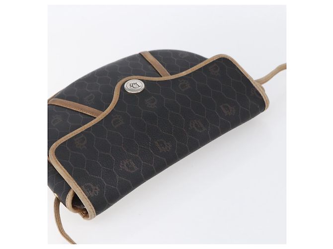 Borsa a spalla in tela a nido d'ape PVC nera e oro Auth BA7506 Christian Dior Nero D'oro - vista 6