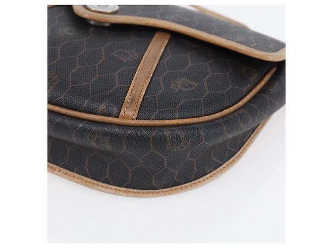 Borsa a spalla in tela a nido d'ape PVC nera e oro Auth BA7506 Christian Dior Nero D'oro - vista 9