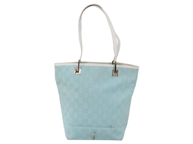 GUCCI GG Canvas Tote Bag Hellblau Gold 002 1099 Auth 149259 Golden - Ansicht 13