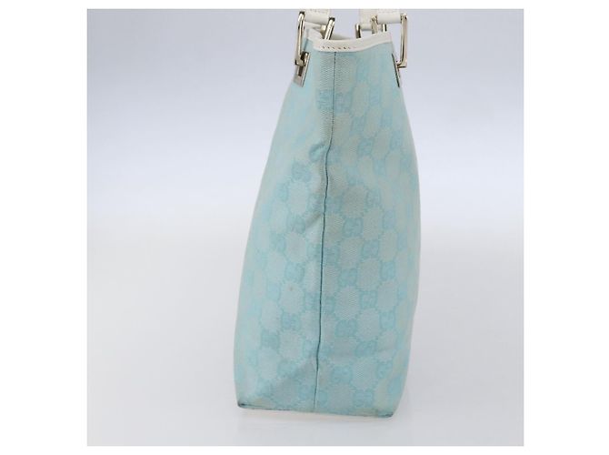 GUCCI GG Canvas Tote Bag Hellblau Gold 002 1099 Auth 149259 Golden - Ansicht 3