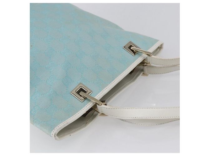 GUCCI GG Canvas Tote Bag Hellblau Gold 002 1099 Auth 149259 Golden - Ansicht 6