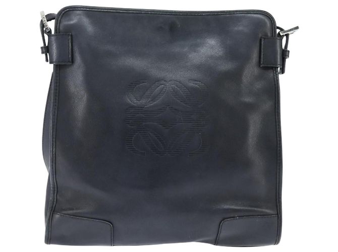 Bolso de Hombro Anagram LOEWE de Cuero Negro Plata Auténtico bs30598 - vista 13
