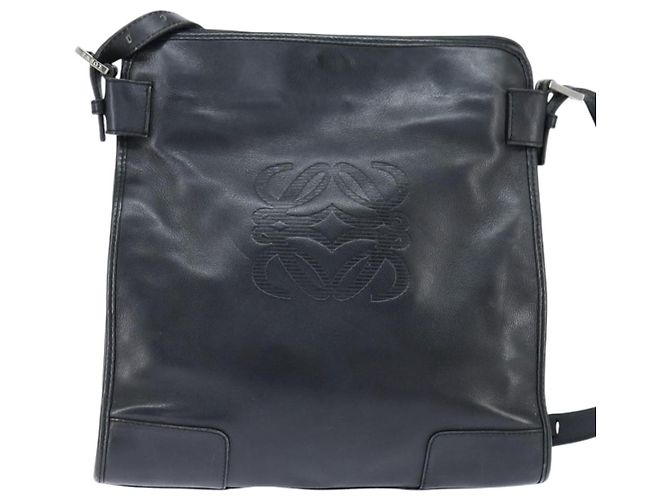 Bolso de Hombro Anagram LOEWE de Cuero Negro Plata Auténtico bs30598 - vista 2